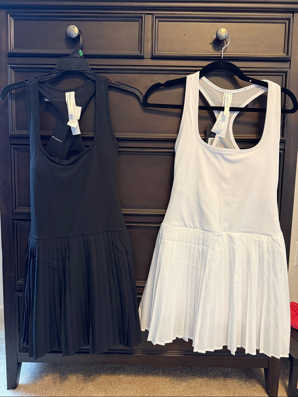 Fabletics Black and White Pleated Mini Dress Duo